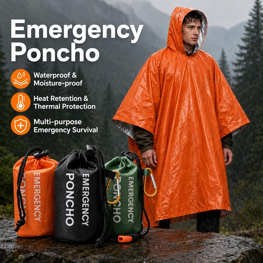 Emergency Poncho Rain - Kit de poncho impermeable portátil para