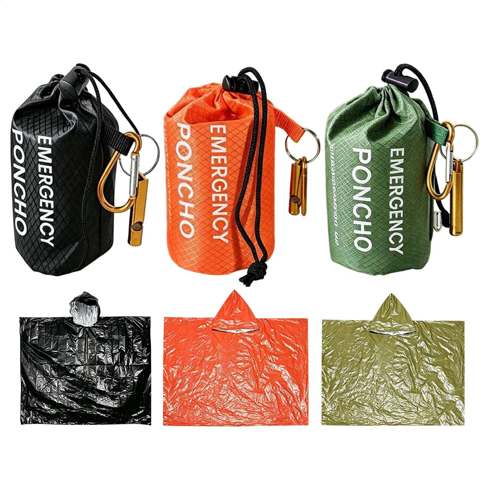 Survival Blanket Reflective - 3 piezas: poncho impermeable de emergencia